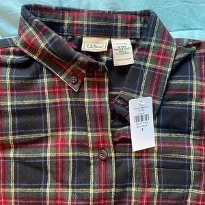 NWT LL Bean, womens scotch plaid flannel shirt, S